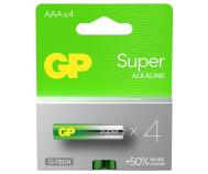 Baterie alkalická GP Super AAA 1,5V nenabíjecí 4ks.