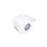 Solight P110C rozbočka kostka, 3x 16A + USB A+C, bílá, vypínač