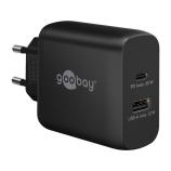 GOOBAY nabíječka USB-A+C™ PD GaN (65 W) 1x port USB-C™ (napájení) a 1x port USB-A 