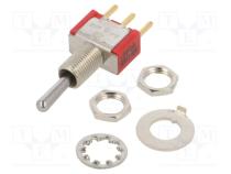 Prepínač  páčkový pol  3  SP3T  ON-OFF-ON  2A/250VAC  5A/28VDC  10mΩ