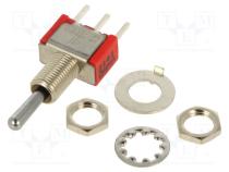 Prepínač  páčkový  pol 3  SP3T  ON-OFF-ON  2A/250VAC  5A/28VDC  10mΩ