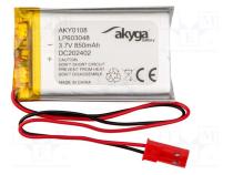 Baterie  Li-Pol  3,7V  850mAh  vodiče,konektor JST SYP-02T-1