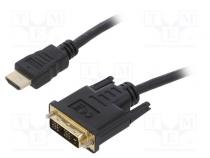 Cable  DVI-D (18+1) plug,HDMI plug  PVC  0.5m  black  30AWG