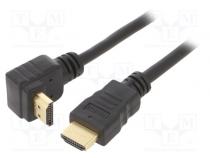 Cable  HDMI 2.0  HDMI plug,HDMI plug 90°  PVC  3m  black  30AWG