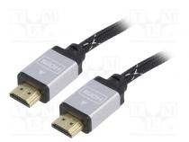 Cable  HDMI 2.0  HDMI plug,both sides  polyamide  3m  black  30AWG