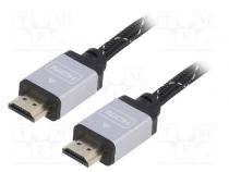 Cable  HDMI 1.4  HDMI plug,both sides  polyamide  5m  black  30AWG