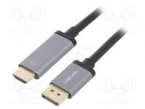 Kabel  DisplayPort 1.2,HDCP 1.3,HDMI 2.0  černá  Mat.těl  hliník