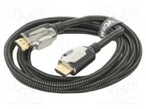 Kabel  DisplayPort 1.4,HDCP 2.2  textilní  černá