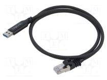 Kabel  USB 3.0  RJ45 plug,USB A vidlice  niklovaný  3m  černá