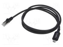 Kabel  USB 3.2  RJ45 plug,USB C vidlice  niklovaný 1.5m  black