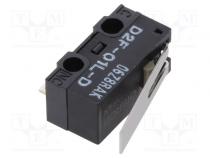 Mikrospínač SNAP ACTION  s páčkou  SPDT  1A/125VAC  0,1A/30VDC