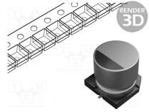 Kondenzátor  elektrolytický  SMD  470uF  50VDC  Ø16x16,5mm  2000h