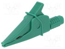 Krokosvorka  20A  zelená  max.39mm  Shoda s  EN61010 1000VCAT III