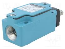 Limit switch  plunger with metal roller Ø12,4mm  NO + NC  100mA