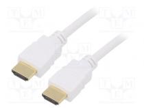 Cable  HDCP 2.2,HDMI 2.0  HDMI plug,both sides  PVC  1m  white