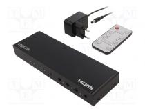 Switch  HDCP 2.2,HDMI 2.0  černá  Vst  HDMI zásuvka x4