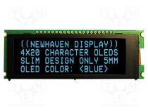 Zobrazovač  OLED  alfanumerický  20x4  Rozm  92x31,5x6,5mm  modrá
