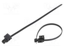 Cable tie  with fixing for edges  L  200mm  W  4.8mm  polyamide