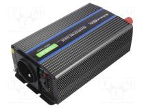 QOLTEC 51925 Měnič DC/AC 600W, výstup 230VAC, 12VDC, výstupy zásuvky AC 230V, USB.