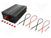 QOLTEC 51935 Měnič DC/AC 2 kW, výstup 230 VAC, 12 V DC, výstupy zásuvky AC 230 V, USB.