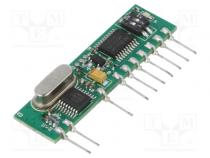 Module  RF  AM receiver  ASK,OOK  433.92MHz  -108dBm  4.5÷5.5VDC