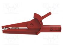 Krokosvorka  10A  červená  Rozs.uchop  max.8mm  Povrch  niklovaný