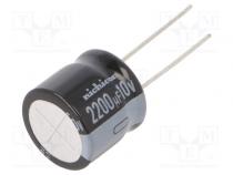 Kondenzátor  elektrolytický  THT  2200uF  10VDC  Ø16x15mm  ±20%