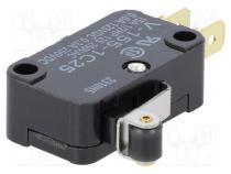 Mikrospínač SNAP ACTION  s páčkou (s kladkou)  SPDT  15A/250VAC