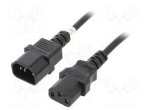 Kabel 3x0,75 mm² IEC C13 samice, IEC C14 samec, PVC, 0,5 m, černá