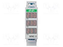 F&F WNC-3 Číslicový voltmetr, montážní 80÷500V na přípojnici DIN IP20.