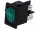 ROCKER  DPST  Пол  2  OFF-ON  10A/250ВAC  зеленый  Корпус  черный