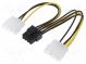 Kabel  napájecí  Molex vidlice x2,PCI-E 8pin zásuvka  0,15m