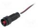 Kontrolka  LED  vydutá  220VDC  Otv  Ø11mm  IP40  vodiče 300mm