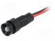 Kontrolka  LED  vydutá  220VDC  Otv  Ø11mm  IP40  vodiče 300mm