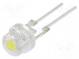 LED  5mm  bílá studená  14400÷18000mcd  35÷40lm  140°  3,3÷3,8V